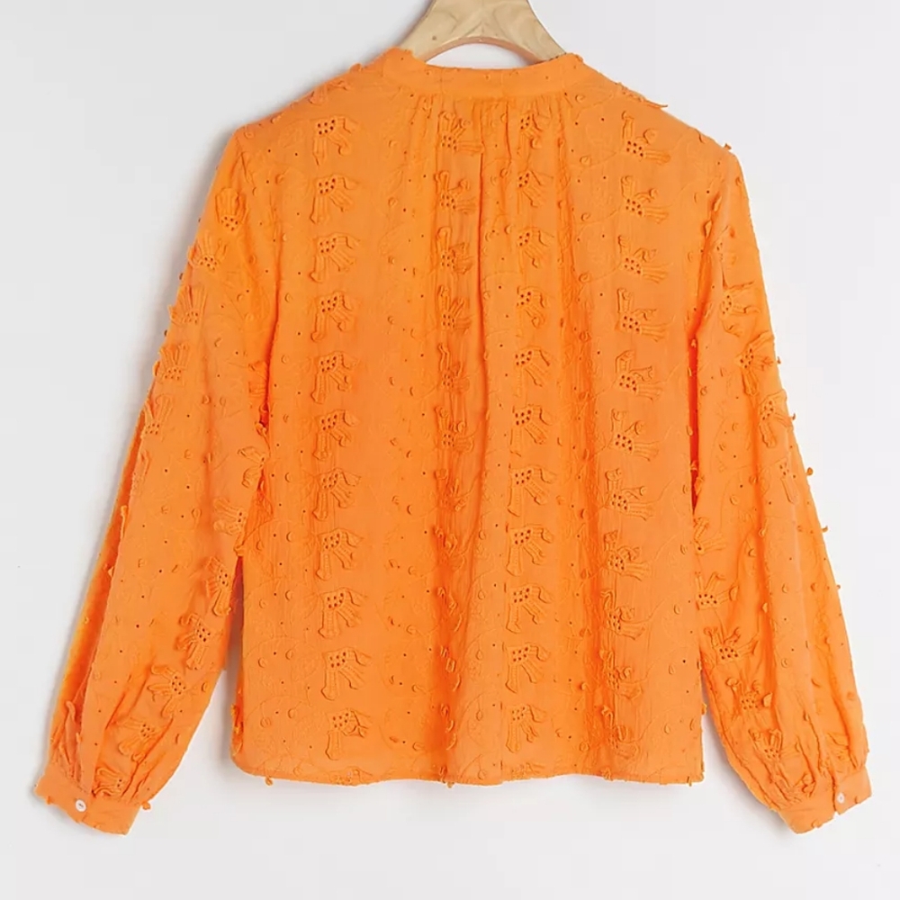 ANTHROPOLOGIE - Kathryn Textured Blouse in "Orange" - Picture 3 of 4